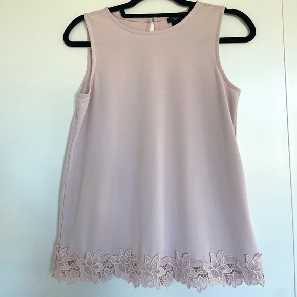 Ann Taylor Factory Tops - Ann Taylor Dusty Pink Top with Lace Detail
